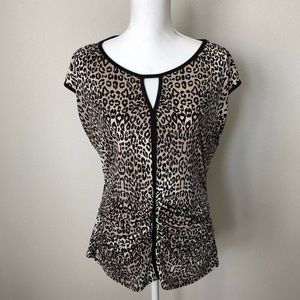 Vince Camuto animal print, ruched, sleeveless top- XL